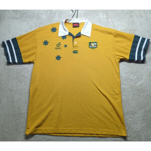 Australia Wallabies Jersey Mens XXL Rugby Union Polo Shirt Short Sleeve Yellow
